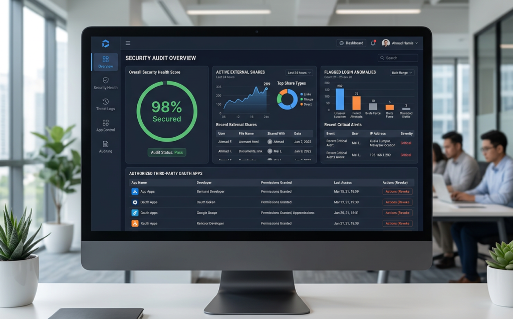 Proactive enterprise security dashboard showing real-time event analytics